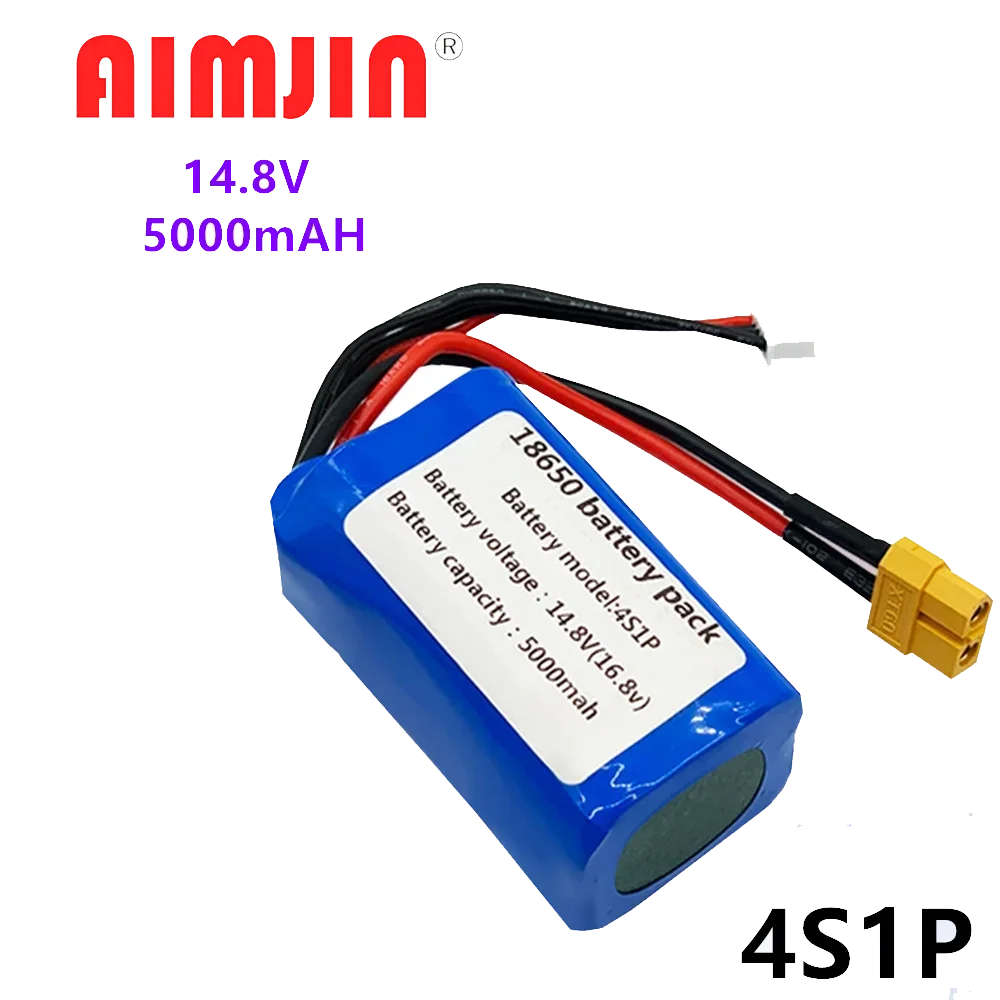 Newest 4S1P 14.8V 5Ah 16.8V High Capacity UAV Rechargeable Li-ion Battery for Various RC Airplane Quadrotor Etc XH2.54-5P XT60
