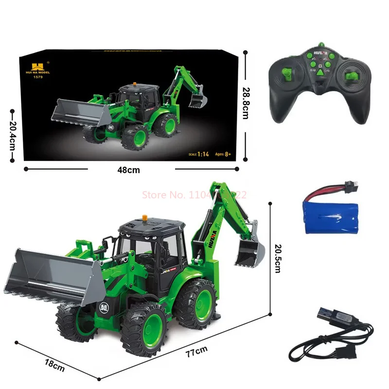 Huina 1:14 Rc Truck Tractor 9ch Remote Control Car Excavator Loader Two-Way Forklift Simulation Engineering Cars Model Toys Boys