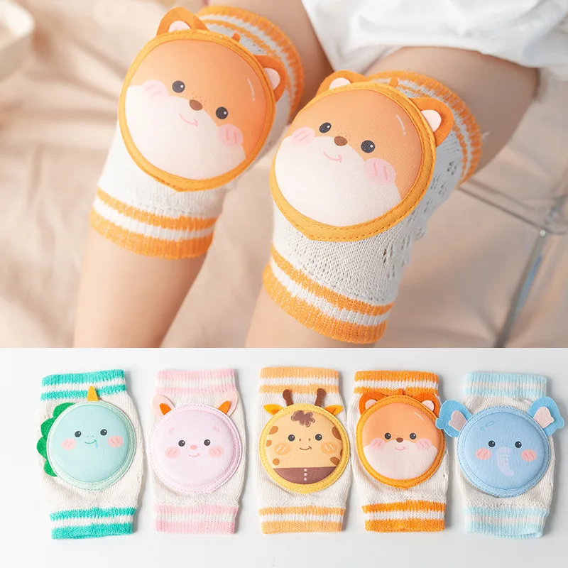 Children Summer Mesh Knee Baby Cartoon Big Elastic Crawling Knee Guards Stubborn Baby Learning To Walk Anti Drop Cover