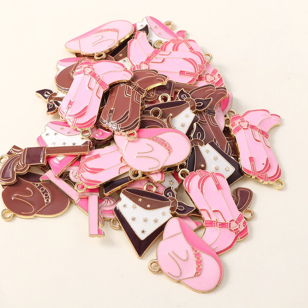 10pcs Charms Western Cowboys Cowgirls Hat Boots Bandana Gun Pendants for Necklaces Earrings DIY Handmade Jewelry Accessories