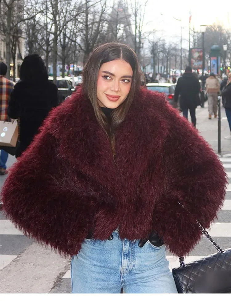 

ZADORIN Vintage Hairy Big Collar Thick Teddy Coat Woman Loose Fluffy Faux Fur Jacket Lamb Fur Faux Coat Woman Clothes Outerwears