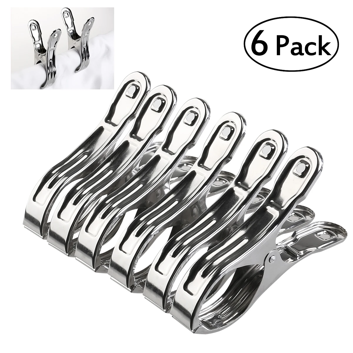 

6pcs Stainless Steel Large Beach Towel Clips Plastic Clothespins Clothes Pegs Pins Clothes Hanger Clamp Household Clothespin