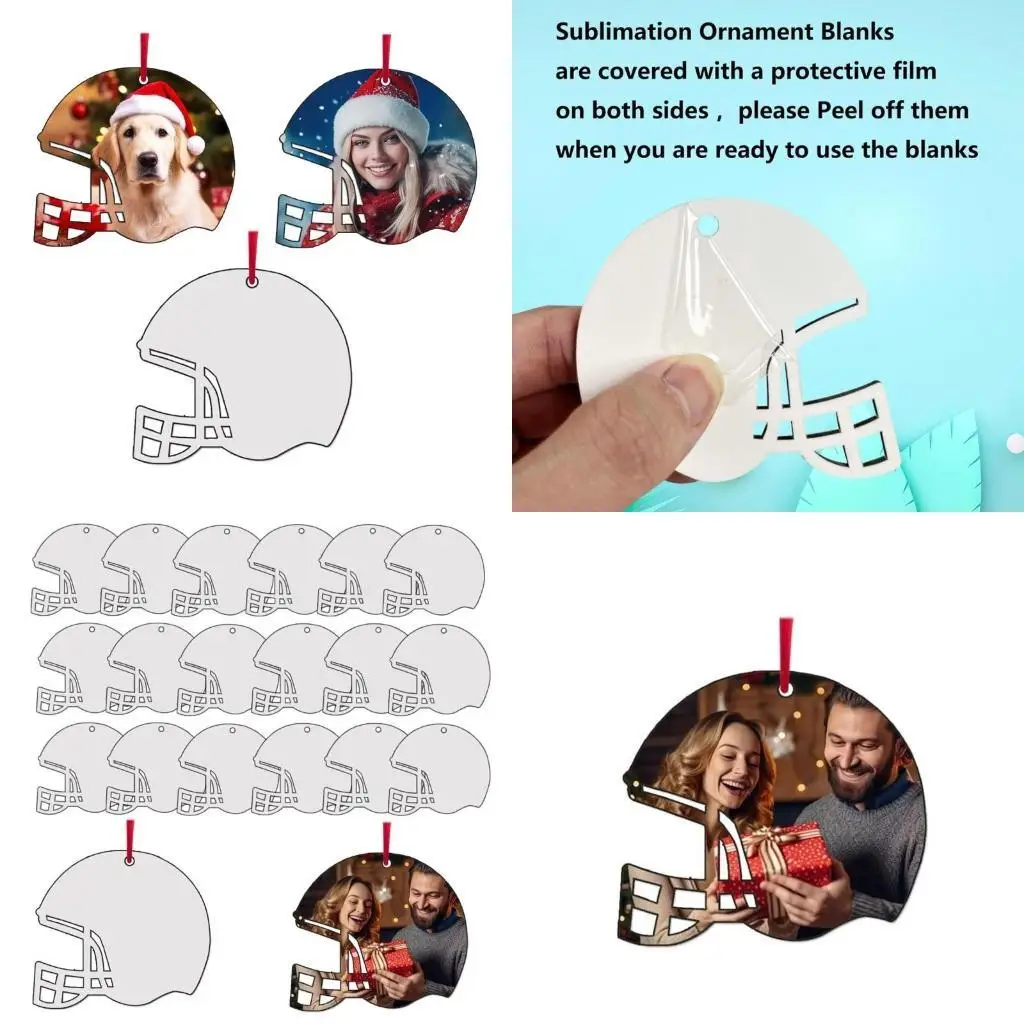 

J78F Pack of 50 Bulk MDF Sublimation Blanks Helmet Blank Ornaments