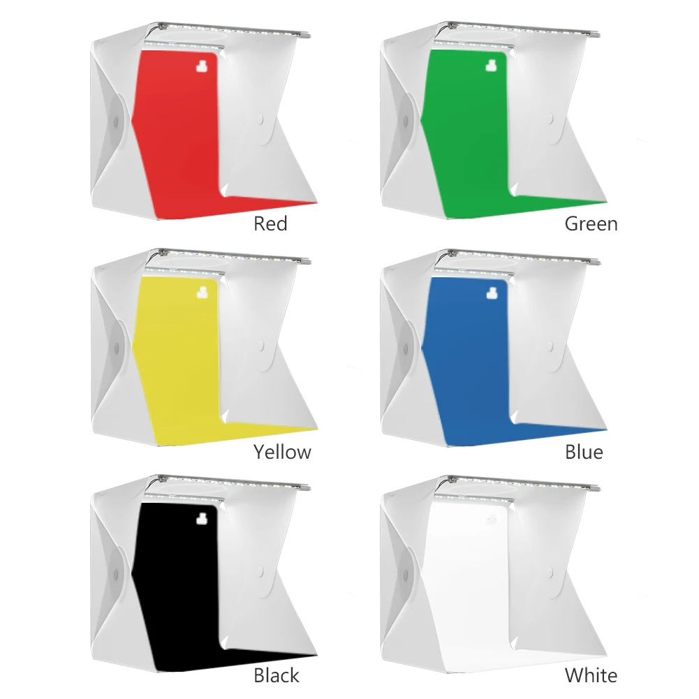 Mini Folding Studio Diffuse Soft Lightbox 24.5x22x22cm With Double LED Light 6 Color Photography Background Photo Studio Box gallery 2