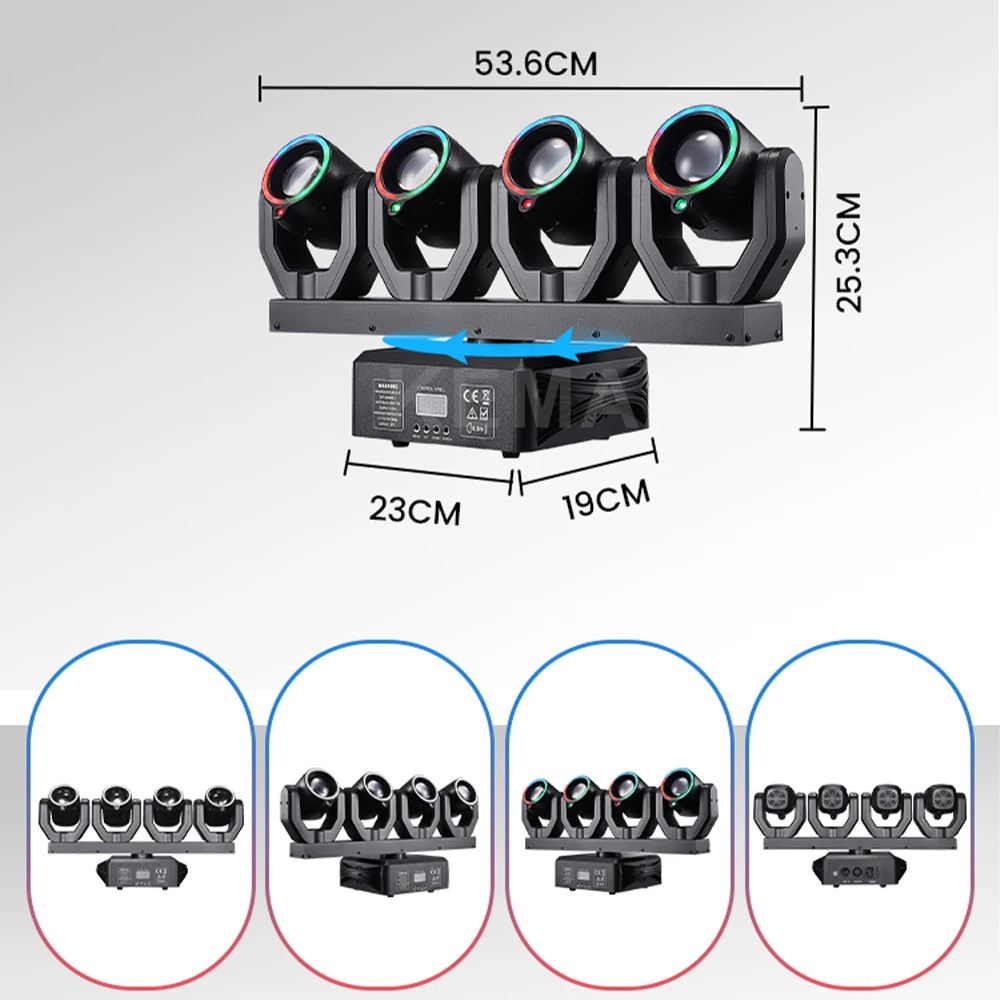 4ヘッドムービングヘッドビームライト150WディスコパーティーリモコンDJ機器回転ストロボステージエフェクトクラブイベントクリスマス用