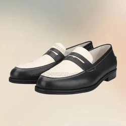 Black and White Penny Loafers Fashion Slip On Men Casual Shoes Classic Handcraft Party Banquet Office Big Size Men Dress Shoes