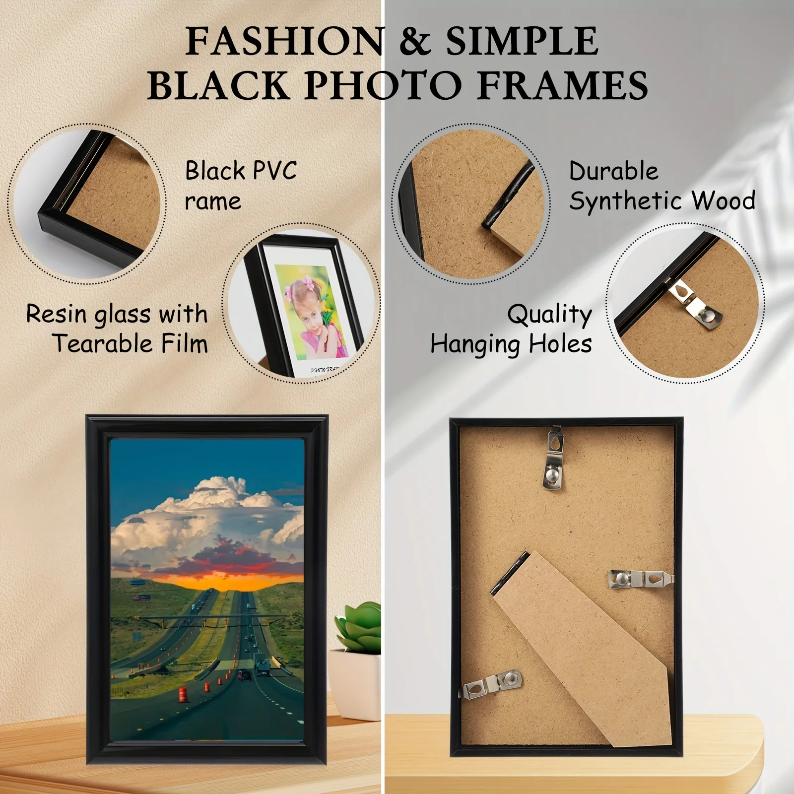 24pcs Black 4x6 Inch Photo Frames – Classic Vertical Design for Wall Hanging or Tabletop Display, Ideal for Home Decor, Office S view 5