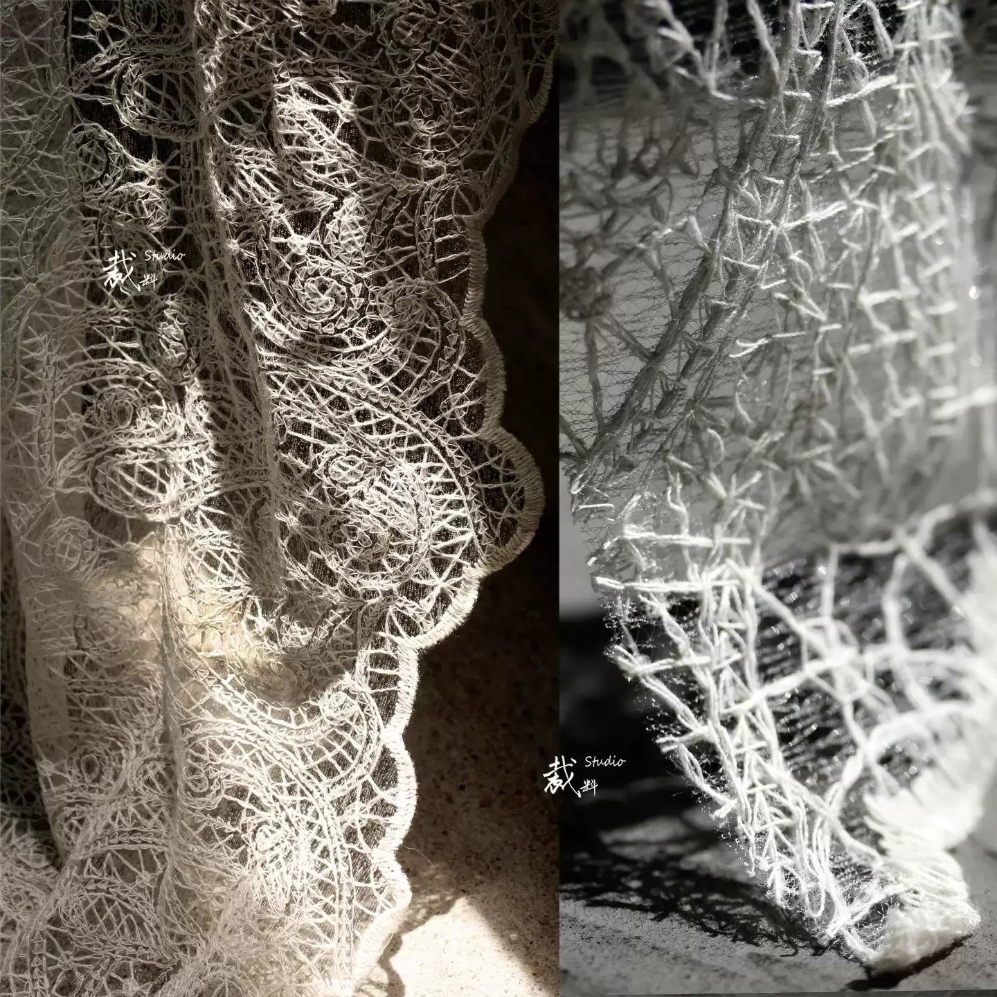 

1yards Vintage hollow-out lace embroidery mesh designer fabric for patchwork Luxury new French lace fabrics