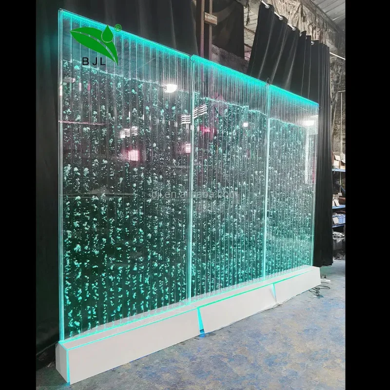 custom.Restaurant Hotel Decoration Floor Standing Multi Colors Led Light Acrylic Dancing Fountain Bubble Panel Wall Room D