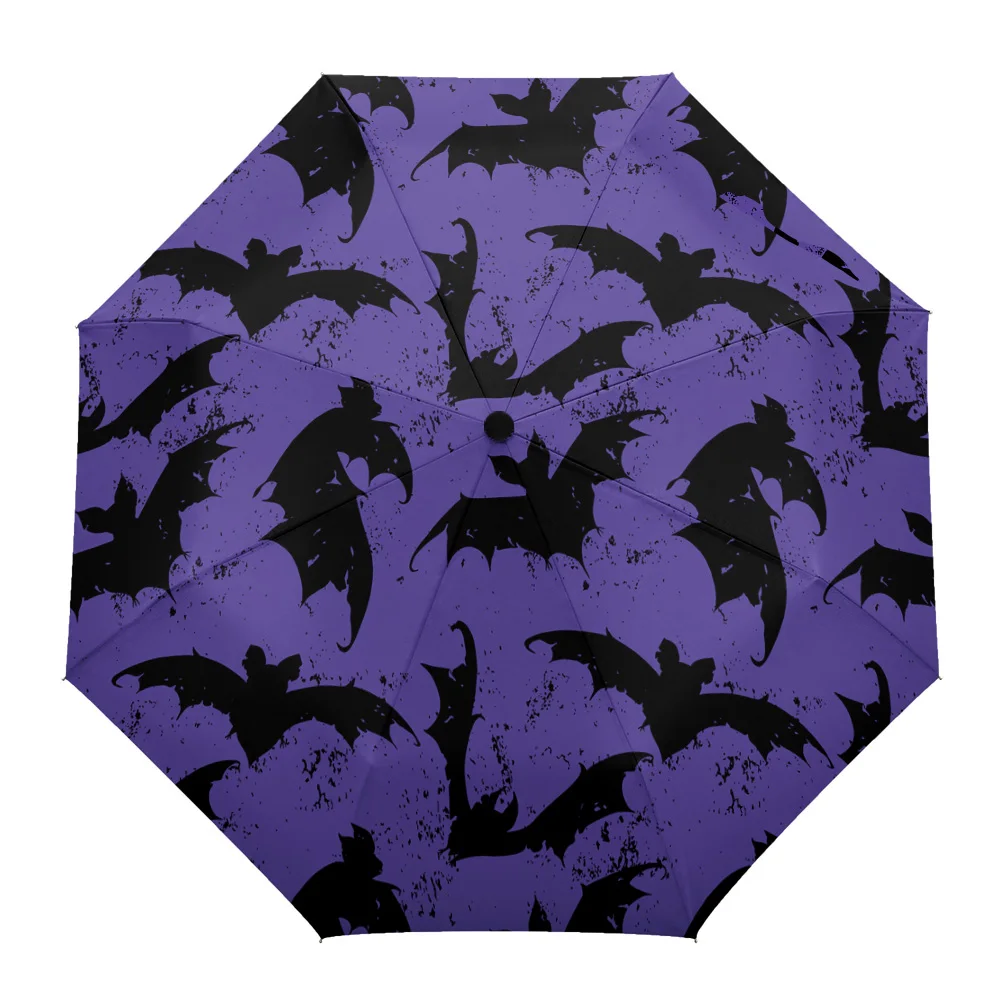 Halloween Bat Pattern Sunny Umbrella Automatic Beach Umbrella Outdoor Adults Printed Rain Umbrella for Men Kids Parasol