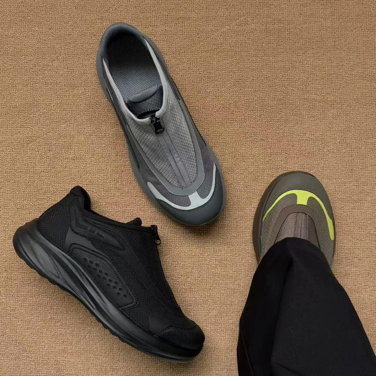 

Trendy Comfortable Men's Casual Shoes Breathable Mesh Hiking Running Shoes Thick Bottom Outdoor Shock Absorption Mountain Cli...