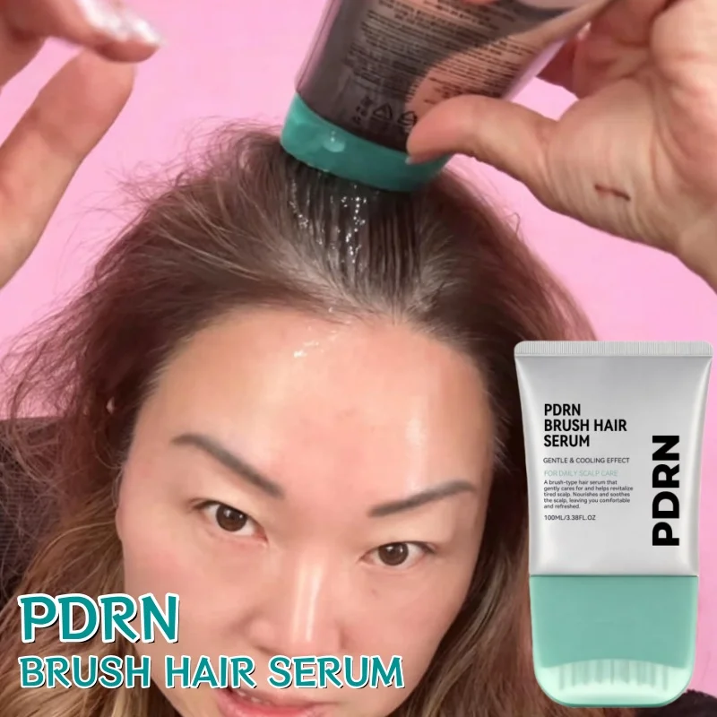 PDRN Brush Hair Serum 100ml Gentle Scalp Moisturize Essence Refreshing Hair Care Serum Deeply Hydrating Nourish Scalp Treatment