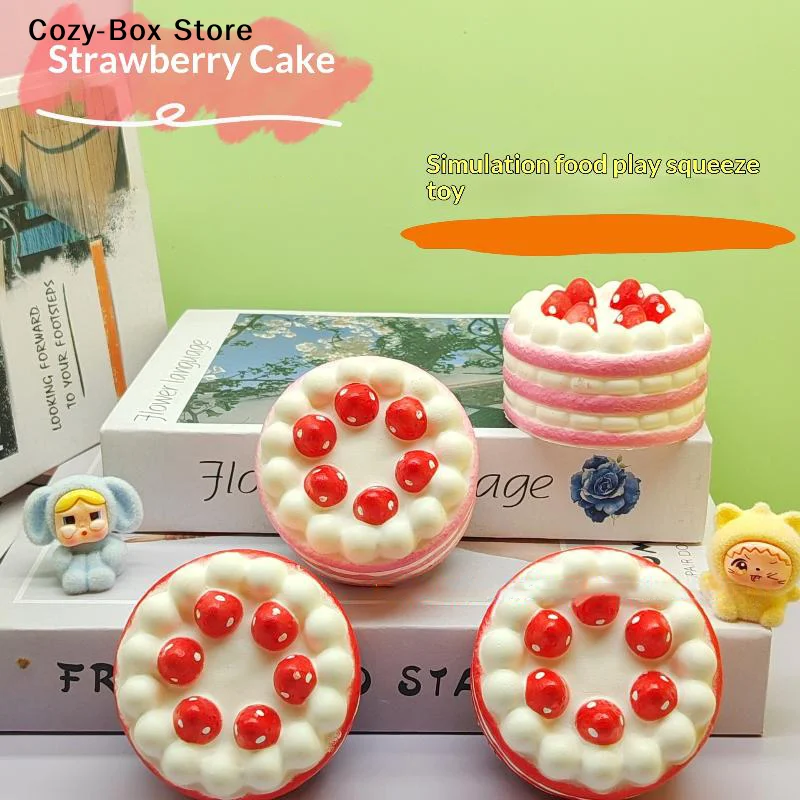 [ZY]Strawberry Cake Slow Stress Relief Toy Soft Pressing Food Toy For Stress Relief Gifts And Desktop Decoration[ZY]