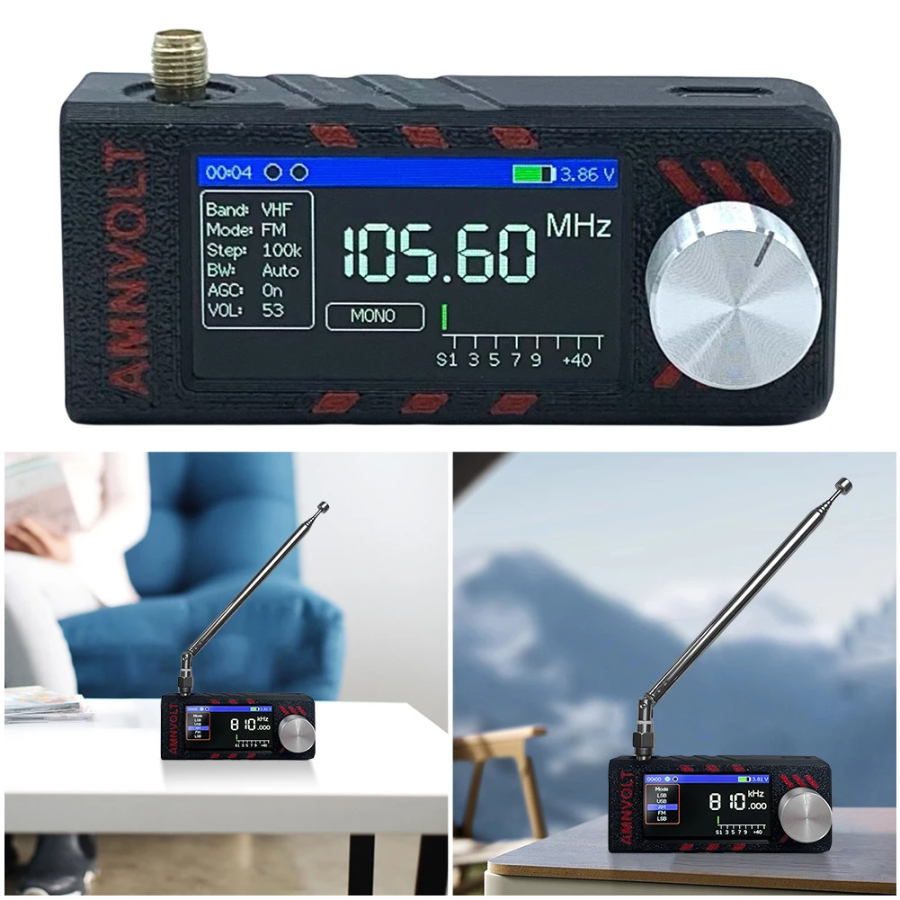 

SI4732 0.5-108mhz LSB USB AM FM FM/AM Radio 1.9inch IPS Screen HF SW MW VHF Radio All Band Radio with Antenna for Indoor Outdoor