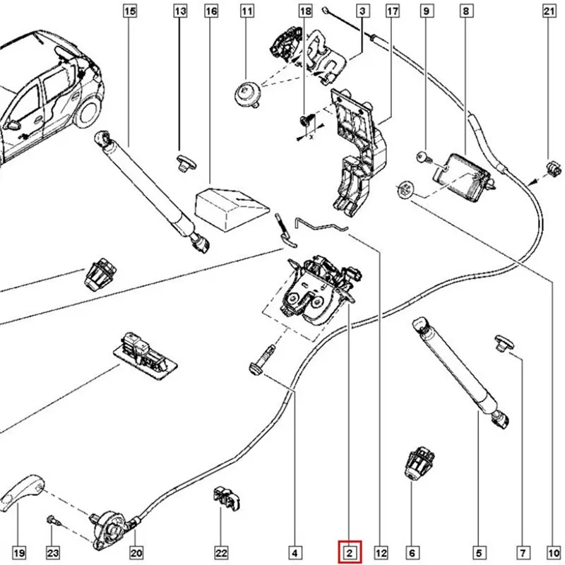 For Renault Dacia Logan Sandero II 2013-2021 Replacement Trunk Tailgate Lock- Part Number 905039605R