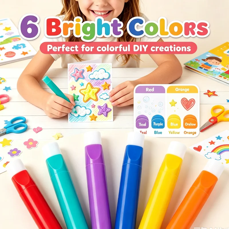 Magic 3D Popcorn Pens 6-12Pcs Heat Activated Puffy Markers Kids DIY Art Craft