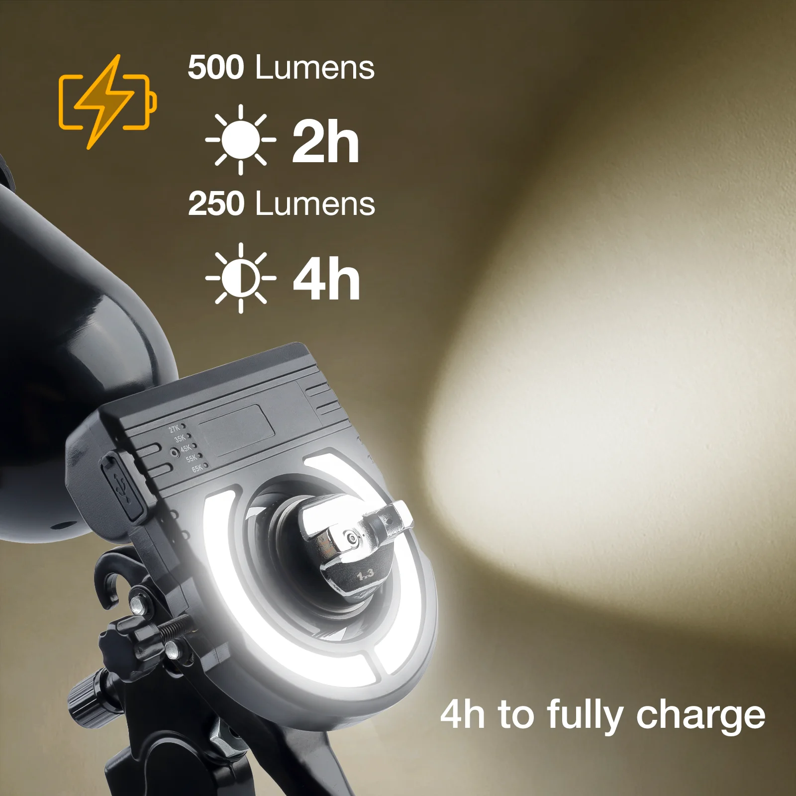 Universal Car Spray Gun Lighting Adjustable Lighting 4-Hour Runtime Paint Fill Light Fit Most Spray Gun For Garage Night Work