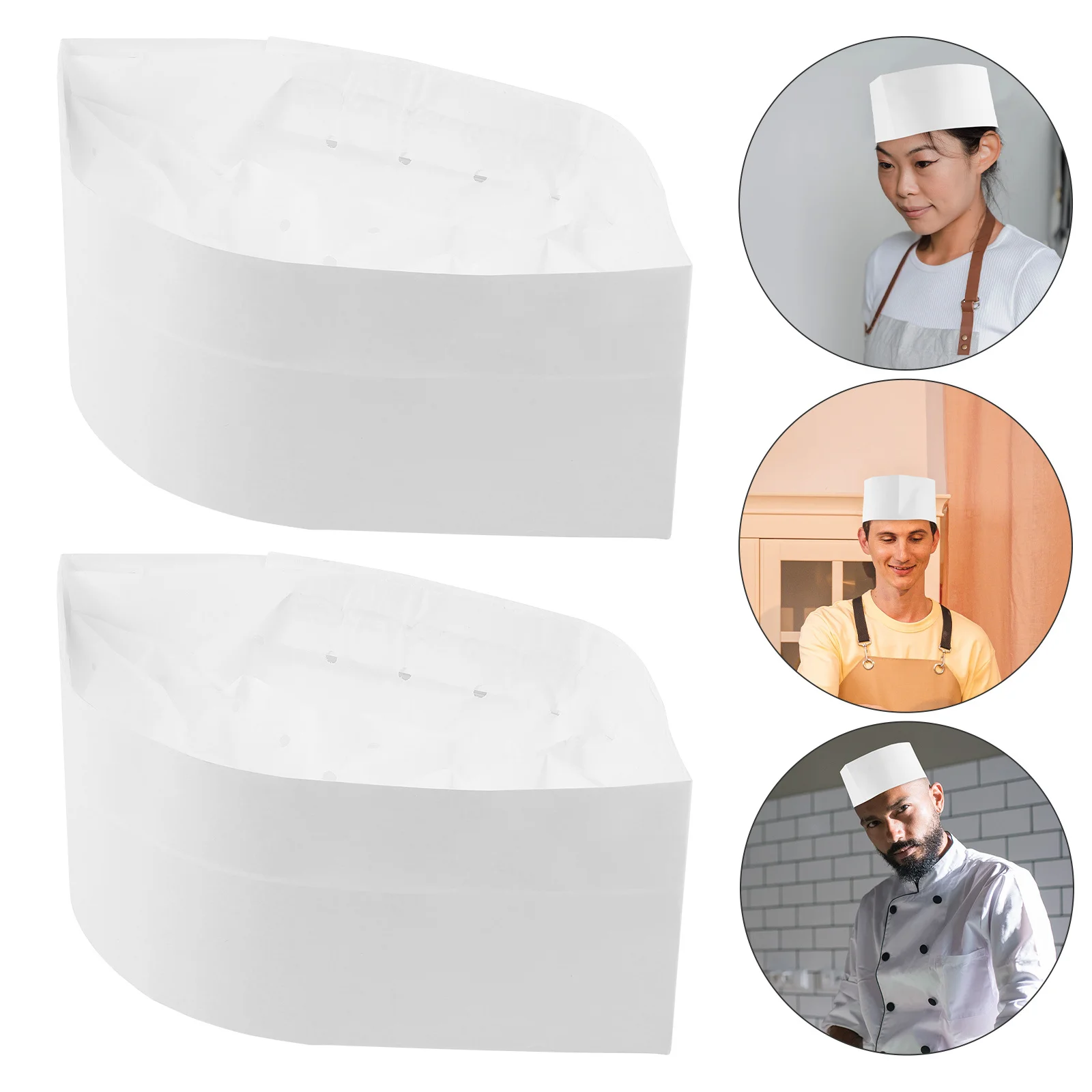 

20pcs Chef Caps Disposable Paper Elastic Cooking Supplies White Accessories Safe Hygienic Restaurant Kitchen Barbecue