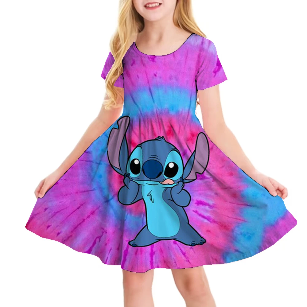 

Girls Party Stitch Dresses top clothes for children Holiday Princess Dress 3 To 12 Years Old Kids Casual Clothing Soft Home Wear