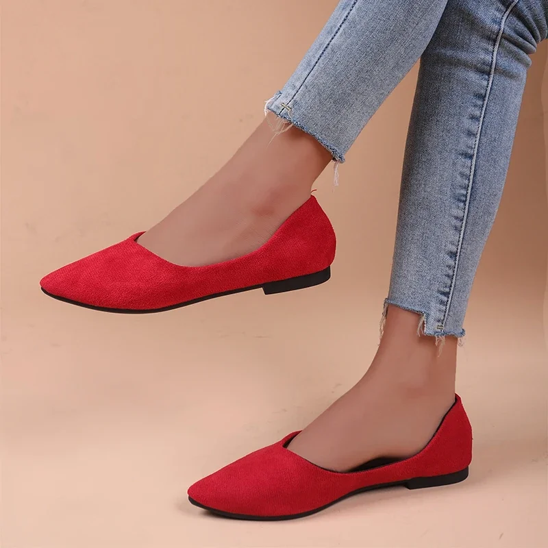 

Woman Flats Flock Ballerina Lightweight Flat Loafers Elegant Soft Sole Mom Shoes for Women Mary Jane Shoes Zapatos De Mujer
