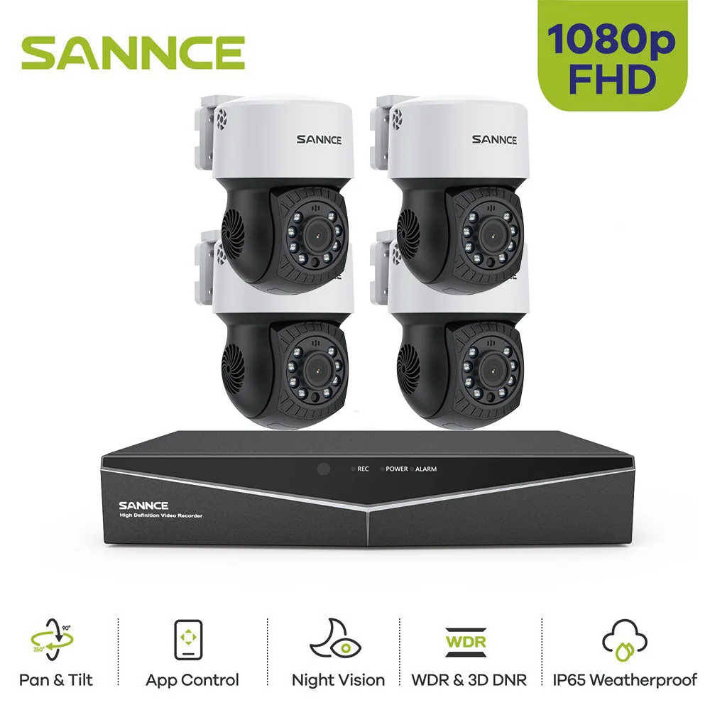 SANNCE 2MP HD Video Surveillance System Kit 4CH 8CH 1080N Video Recorder 2PCS 4PCS 1080P High Clarity Bullet Camera 3.6mm Len