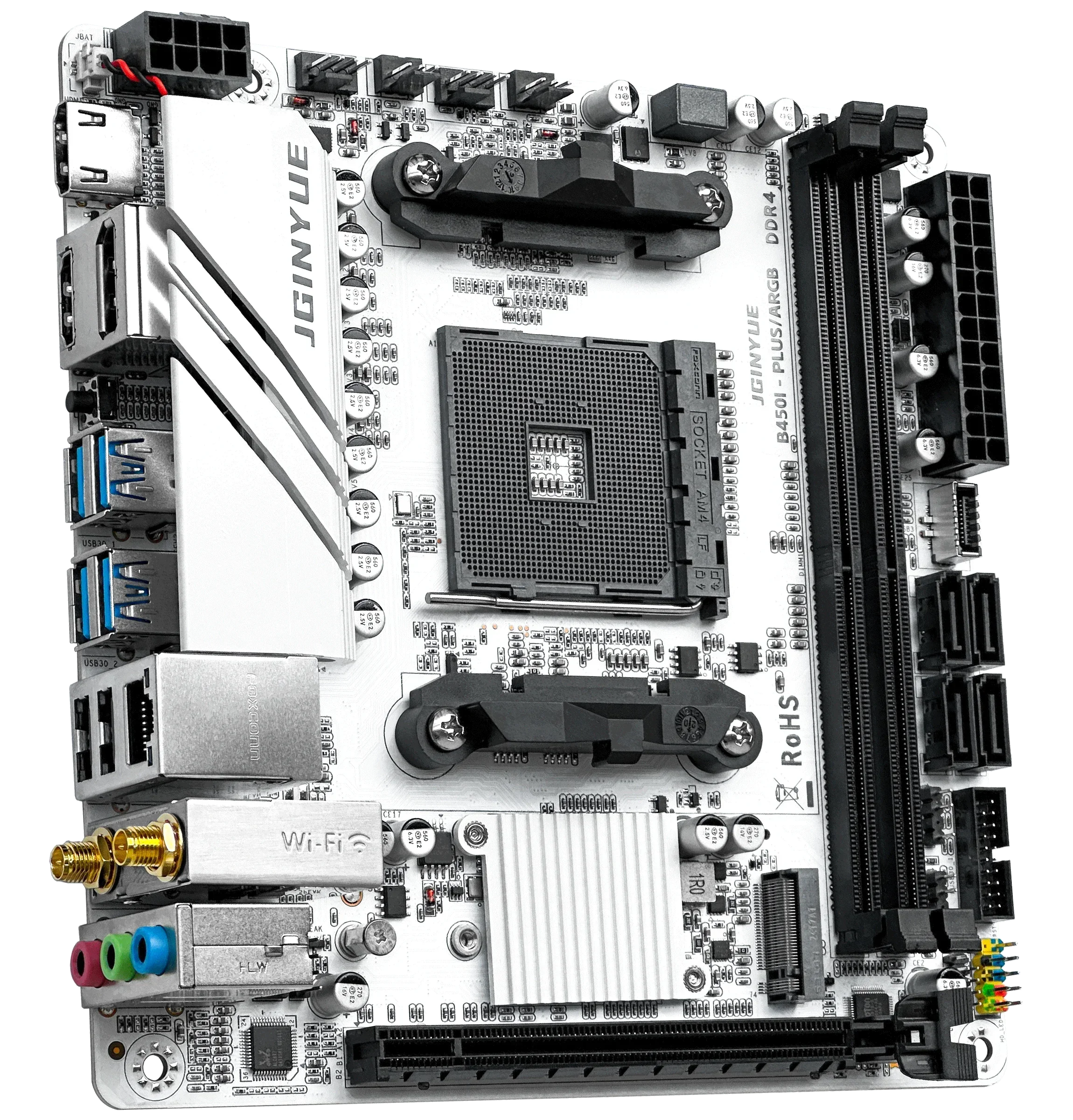 اللوحة الأم JGINYUE AMD AM4 ITX تدعم Ryzen R3 R5 R7 1/2/3/4/5 series CPU DDR4 RAM الكمبيوتر المكتبي PCI-E 3.0 B450I-PLUS ARGB MB
