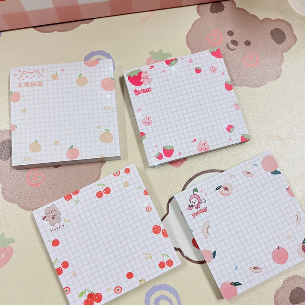 Bloc-notes de fruits autocollants de notes portables pour bureau école usage domestique papier auto-adhésif déchirable conception compacte animaux
