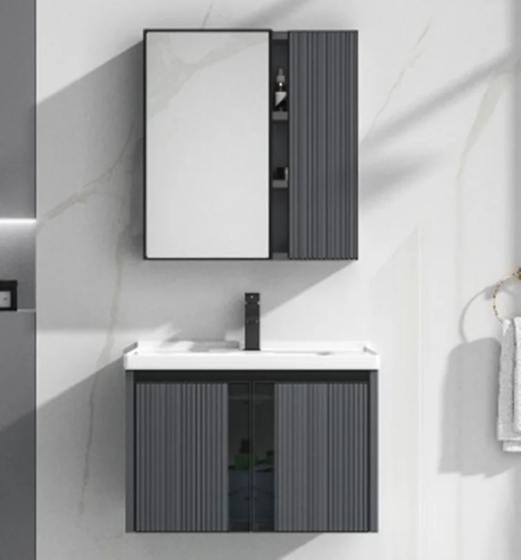 

Aluminum Wall Hung Mirror Cabinet Ceramic Hand Wash Basin Bathroom Vanities Design