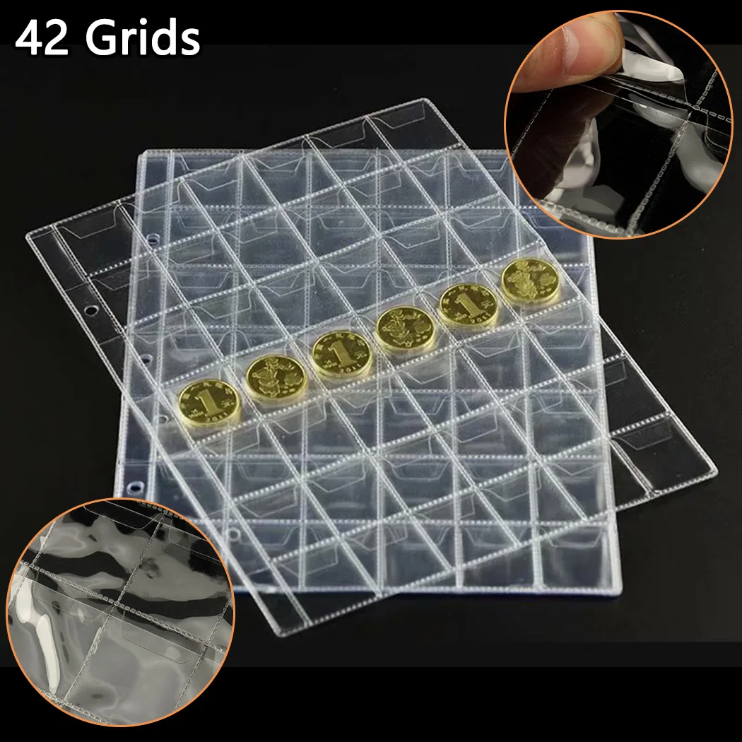 10pc Album For Coin Albums 42 Pocket 3Hole Coin Collection PVC Coin Pocket Transparent Inside Page Coin Loose Leaf Organizer Bag