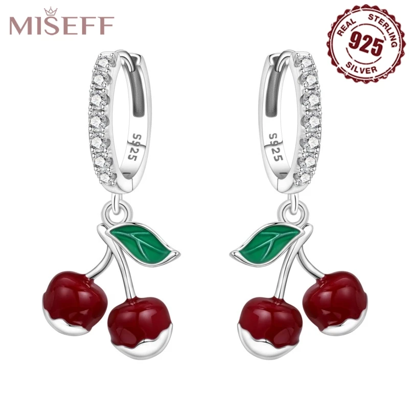 

MISEFF, стерлингового серебра 925 пробы, серьги-капельки с фруктами и вишней, свадебные, помолвочные, подарки на день рождения для подруги, роскошные ювелирные изделия