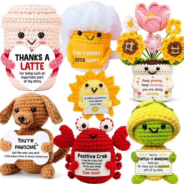 Positive Energy Crochet Doll Pocket Hug Handmade Knitted Plush Potato Plant Avocado Bee Turtle Duck Funny Emotional Support Gift Positive Energy Crochet Doll Pocket Hug Handmade Knitted Plush Potato Plant Avocado Bee Turtle Duck Funny Emotional Support Gift