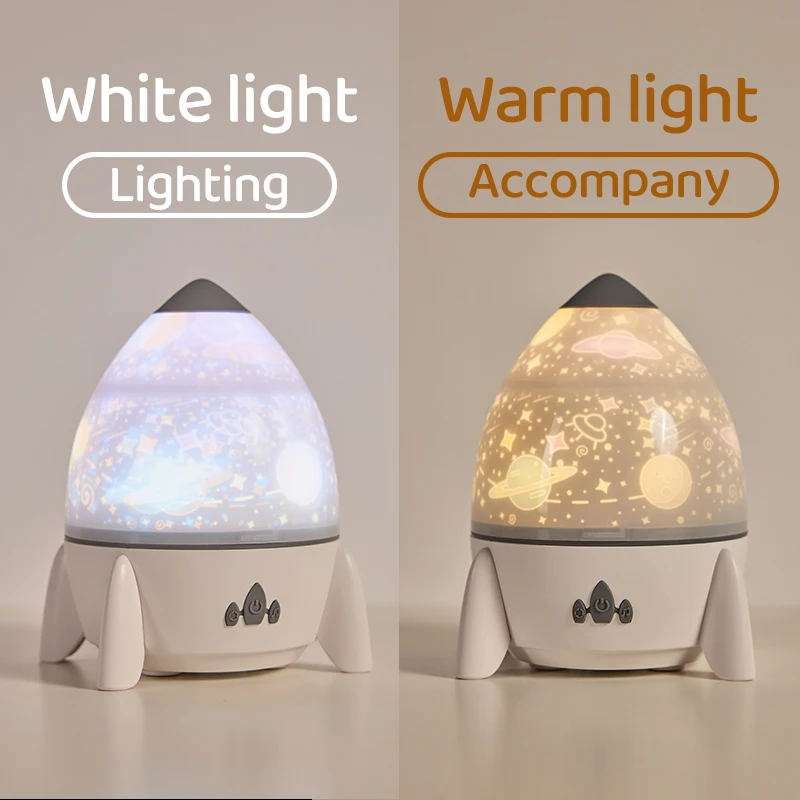 Petite lampe de projection de fusée projecteur de ciel étoilé haut-parleur Bluetooth USB chambre veilleuses étoile rotation lampe de décoration de chevet