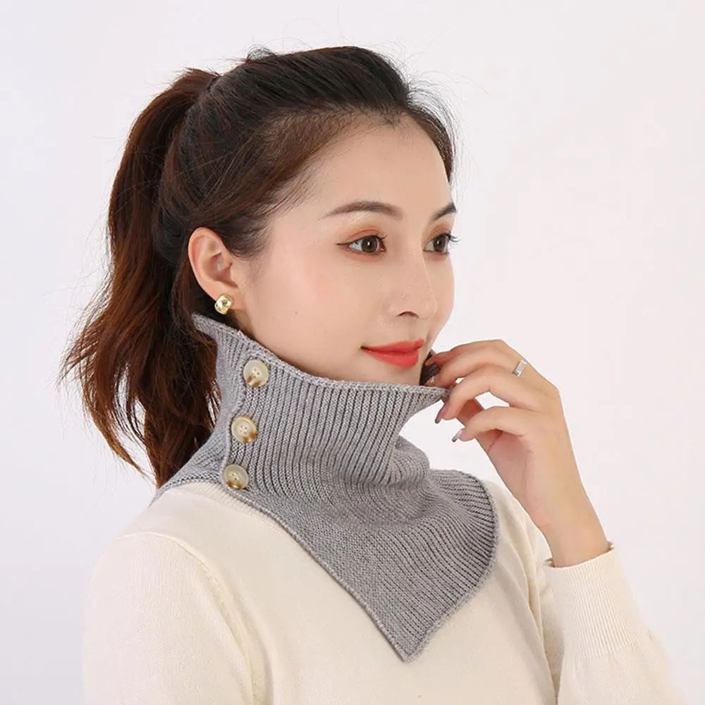 الباردة واقية يندبروف الرقبة الحرس التفاف وهمية طوق أزرار وشاح زر الياقة المدورة الشتاء الحرارية محبوك الدافئة المرأة غطاء الرقبة #4