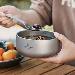 Boundless Voyage Titanium Bowl Double-Wall Anti-scalding 200ml 420ml Outdoor Camping Tableware Titanium Bowl for Adult Children