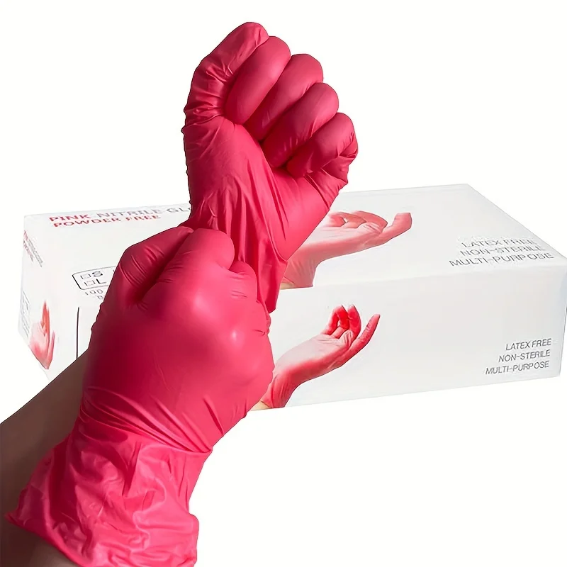 100/50/20PCS Disposable Red Nitrile Gloves Latex Free Household Cleaning  Red Gloves For Kitchen Cooking Beauty Salon Tattoo