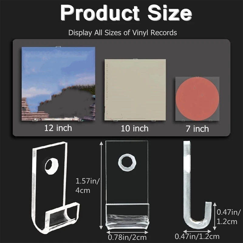 30Pcs Vinyl Record Display Shelf Wall Mount Minimalist Acrylic Vinyl Holder For CD Display