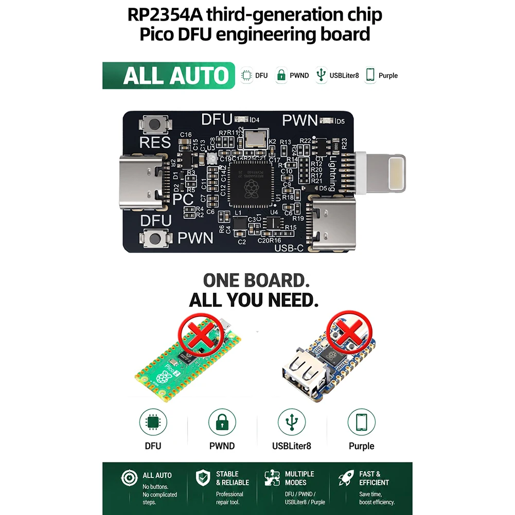 Magico RP2354A V2. PICO DFU Engineering Board Automatisches DFU-Einleitungs-Tool für iOS A12/A13 Reparatur- und Löschwerkzeug Entwicklungsgerät – Detail 8