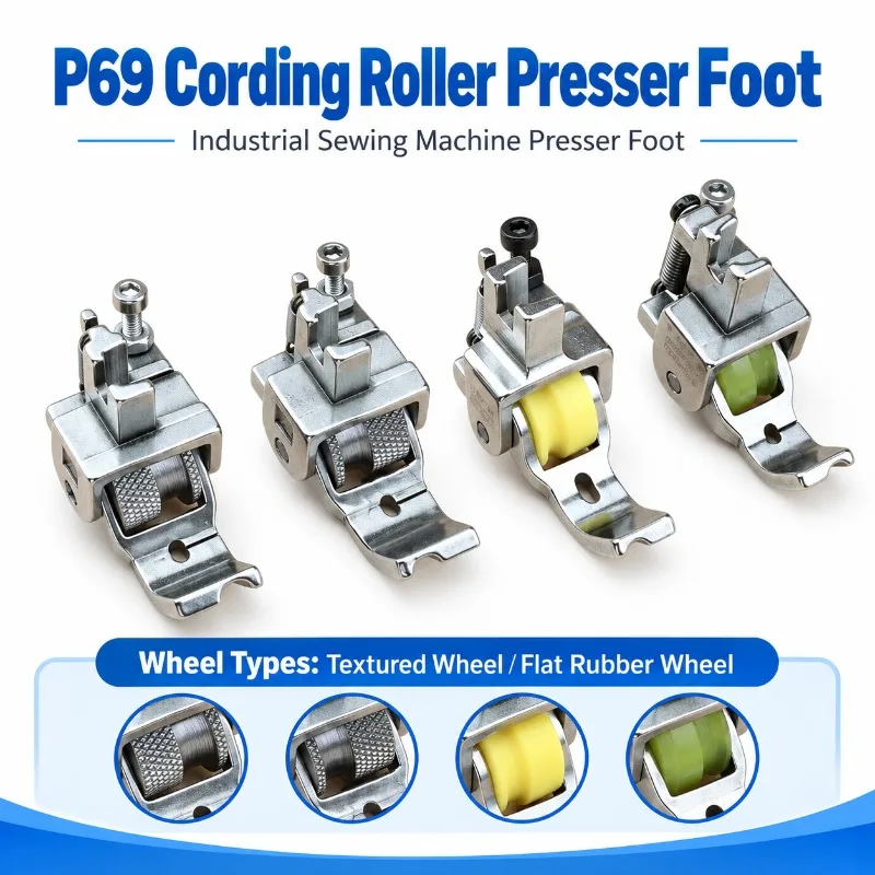 HENVOR P69 Cording Presser Foot for Industrial Sewing Machine, Grooved Rope Piping Foot for Curtain Luggage Leather Sewing