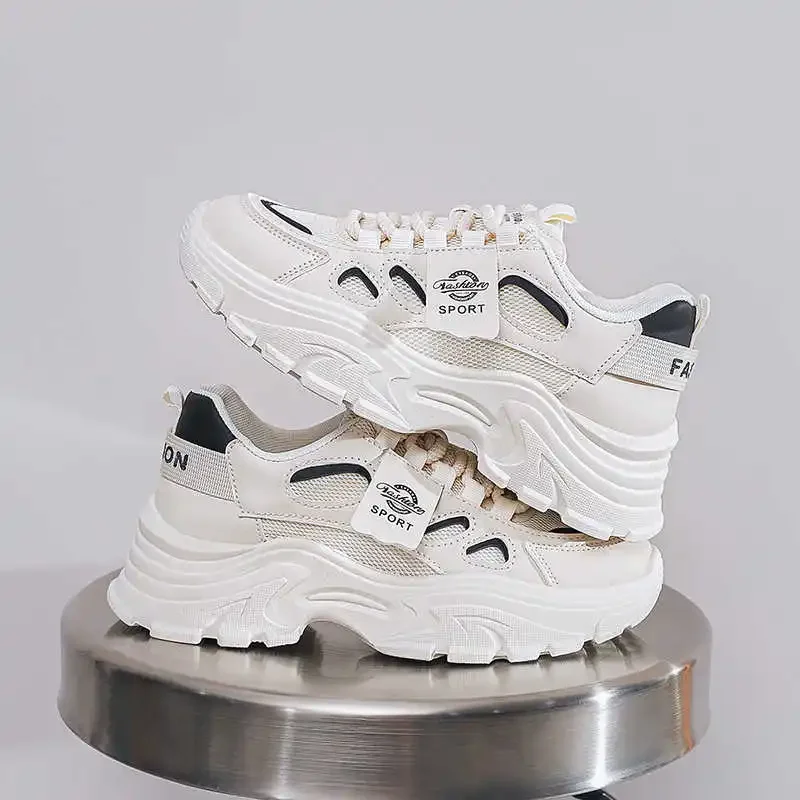 Zapatos de tacón antideslizantes con aumento de altura, zapatos deportivos para mujer, talla 46, zapatillas de deporte con tacones, marca genuina de diseñador