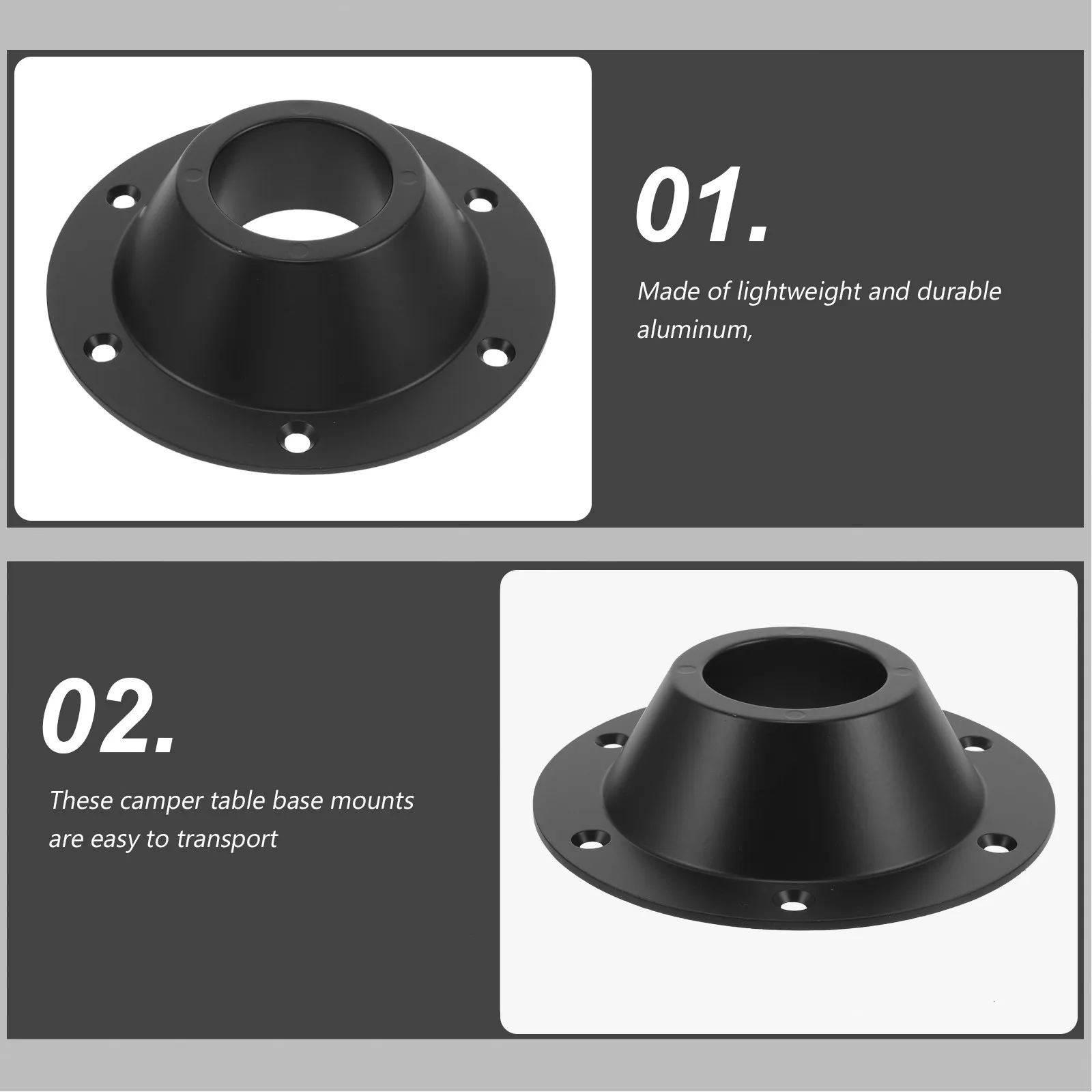 2Pcs Aluminum Rv Table Mount Camper Table Base Floor Mount Pedestal Base for Rv Boat Dining Secure Installation