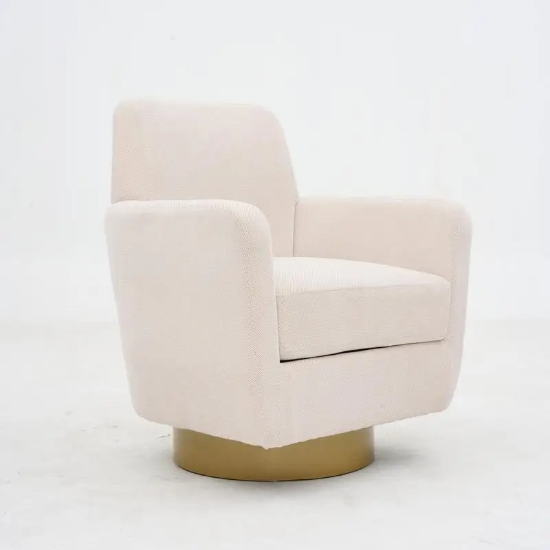 كرسي بذراعين دوار 360 درجة، كتان قطني، قماش صديق للبشرة، تصميم مريح، كرسي غرفة المعيشة وغرفة النوم، مناسب لـ #6