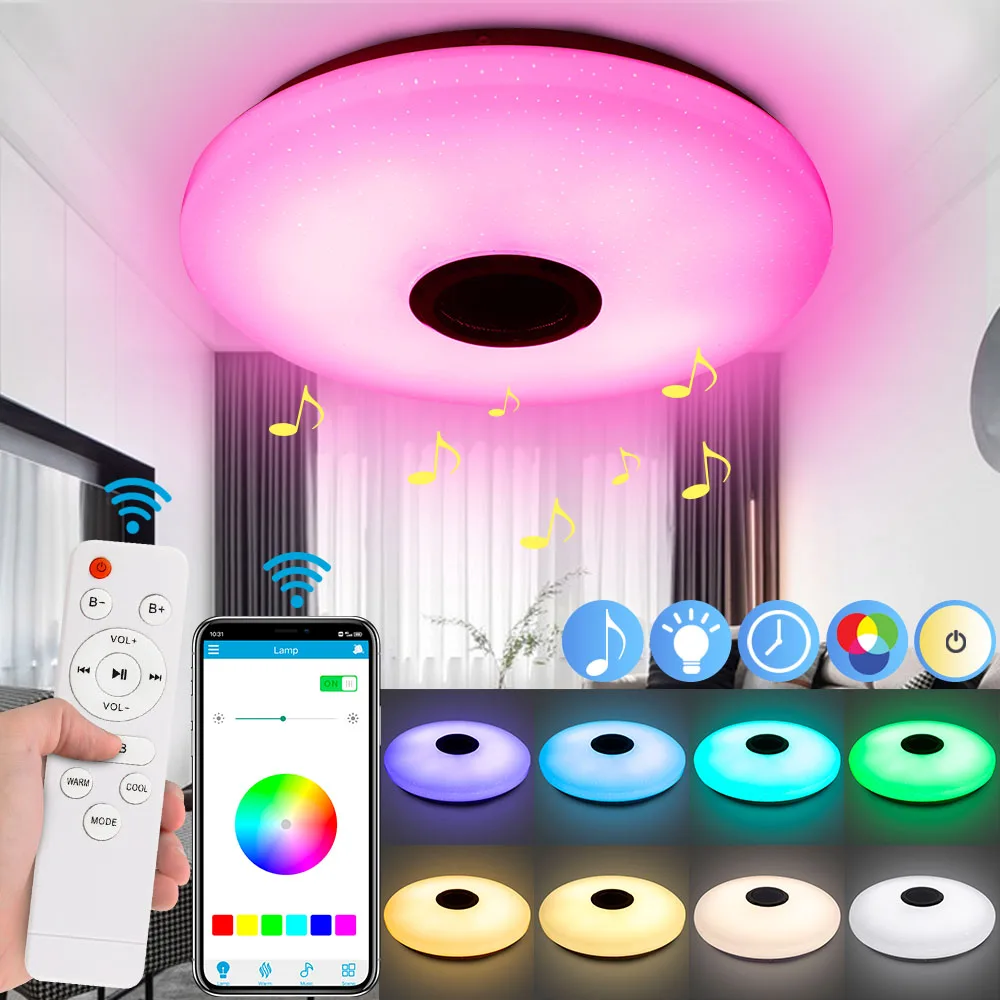 Smart RGB LED Ceiling Lights Dimmable APP Control Bluetooth Music Light For Bedroom Living Room Modern Flush Mount Ceiling Lamp