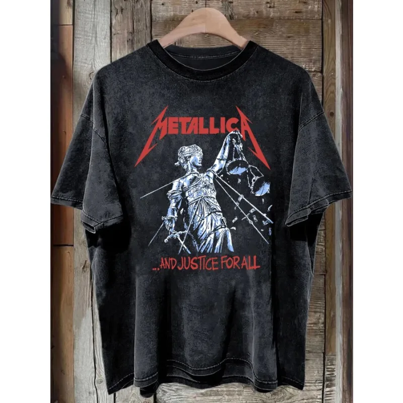 2026 Summer Vintage Rock Band Pattern Washed T Shirts Y2k Graphic Top Rock Shirts for Women Fashion Women Y2k Clothing