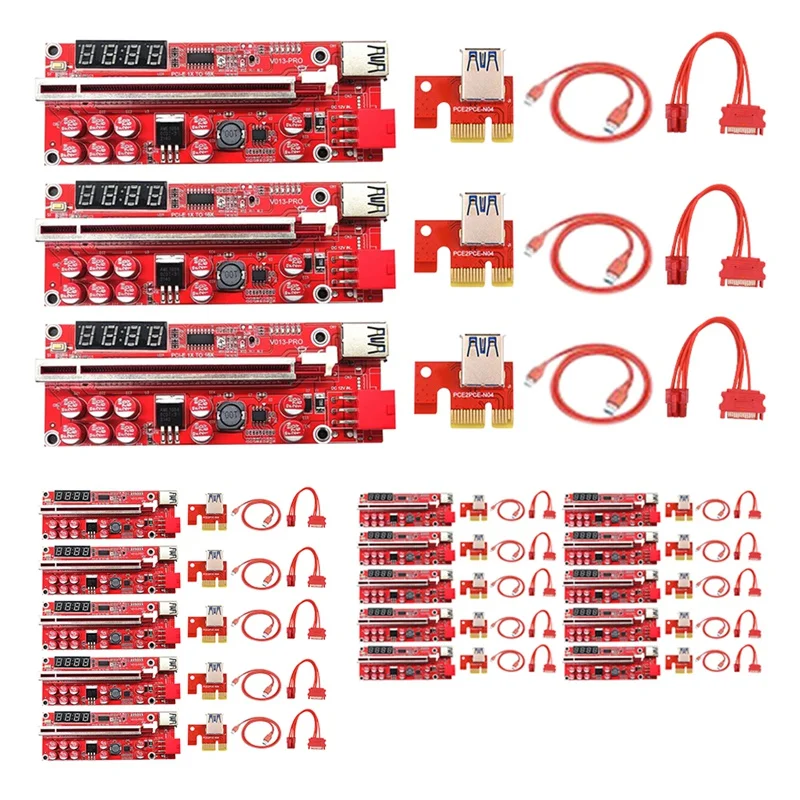 V013 Pro Pcie Riser Card Pcie X1 To X16 Riser Graphics Card Extension Cable Temperature Control For Mining Miner