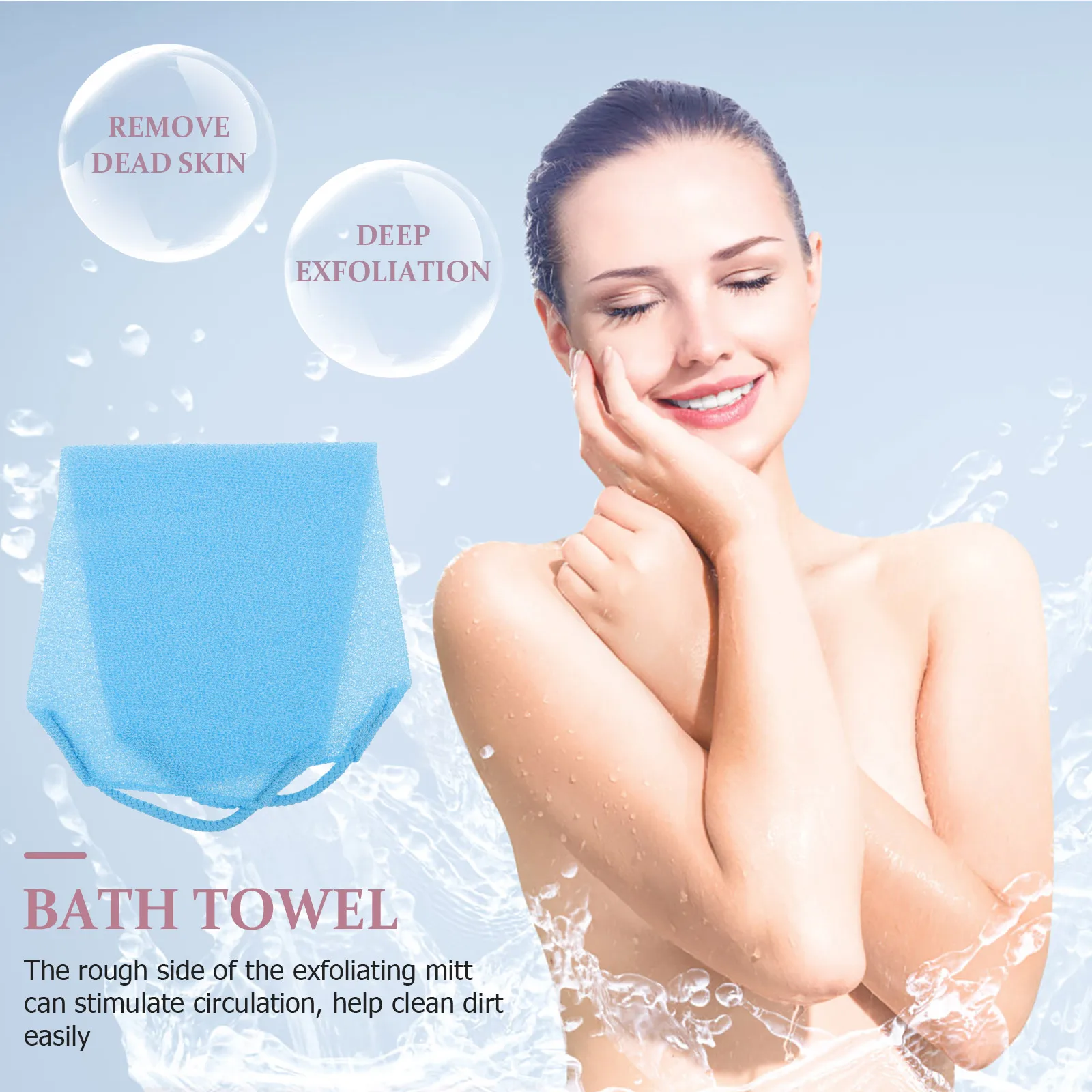 

Shower Back Scrubber Exfoliating Towel Bathing Washcloth Dual Sides Deep Cleansing Gentle Massage All Skin Types