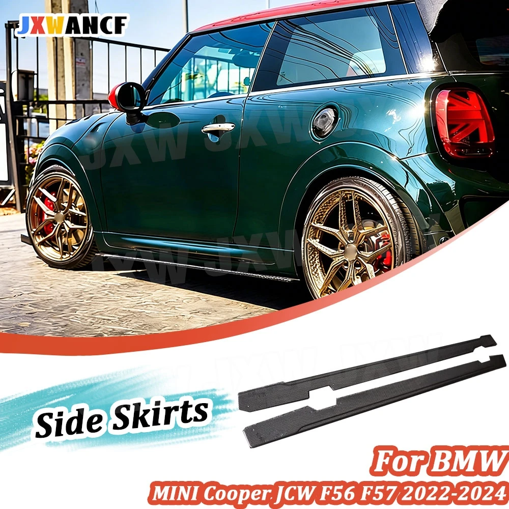 

JXWANCF For BMW MINI Cooper JCW F56 F57 2022-2024 2PCS/Set Carbon Fiber Side Skirts Apron Extension Lip