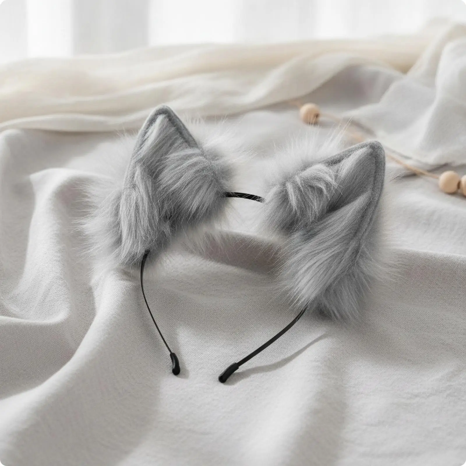 Wolf Ear Hair Hoop Plush Furry Animal Headband for Cosplay Costume Party Photo Shoot Themed Event