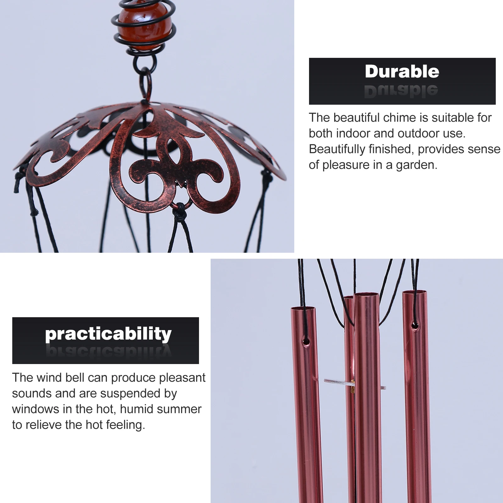 

3pcs Bird Shaped Chime Premium Iron Durable Hanging Decor Bell Pendant Wind Bells Decoration Hanging Pendants