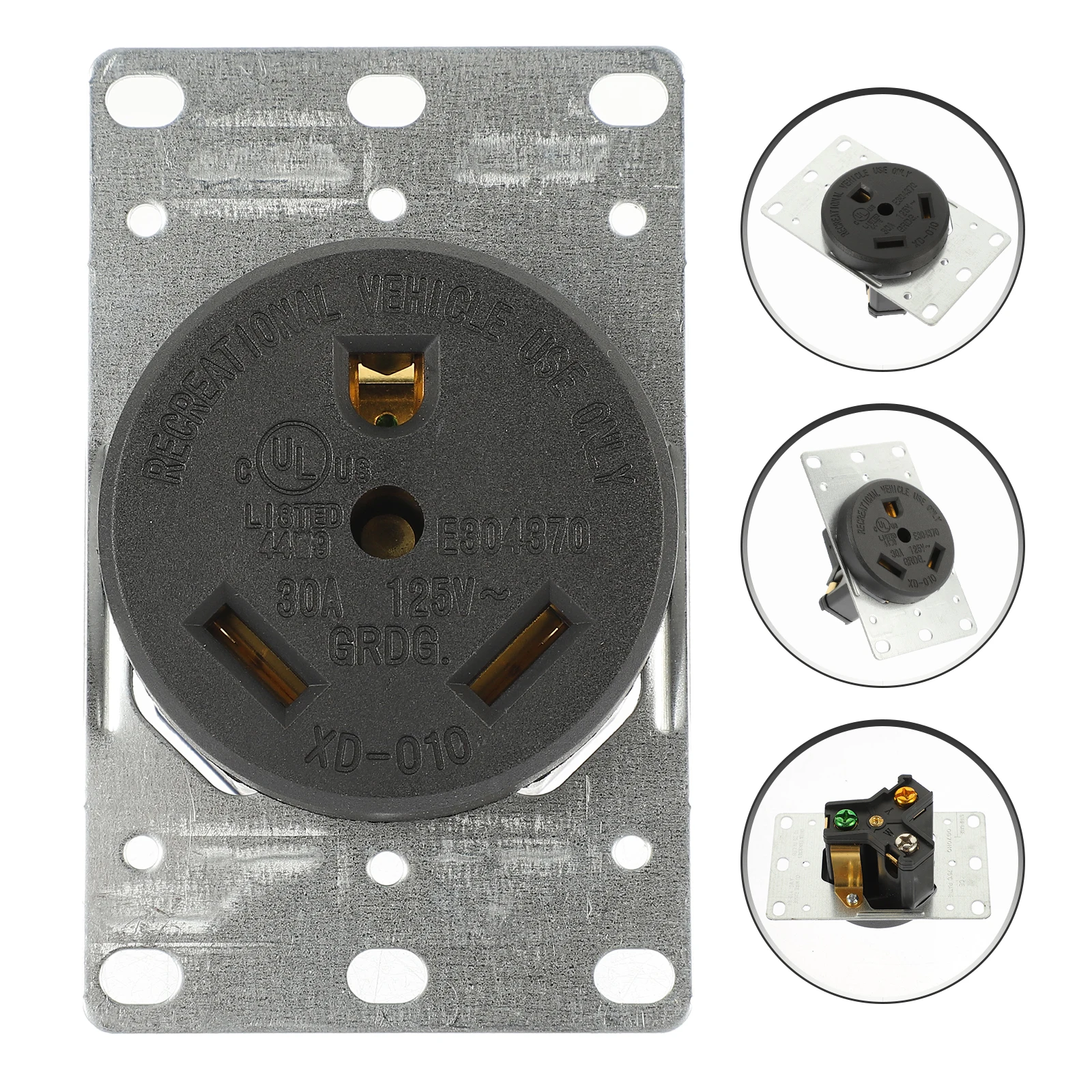 

American Converter 30 Amp RV Outlet Flush Receptacle Grounding Mounting Socket 125V TT-30R Industrial Wiring