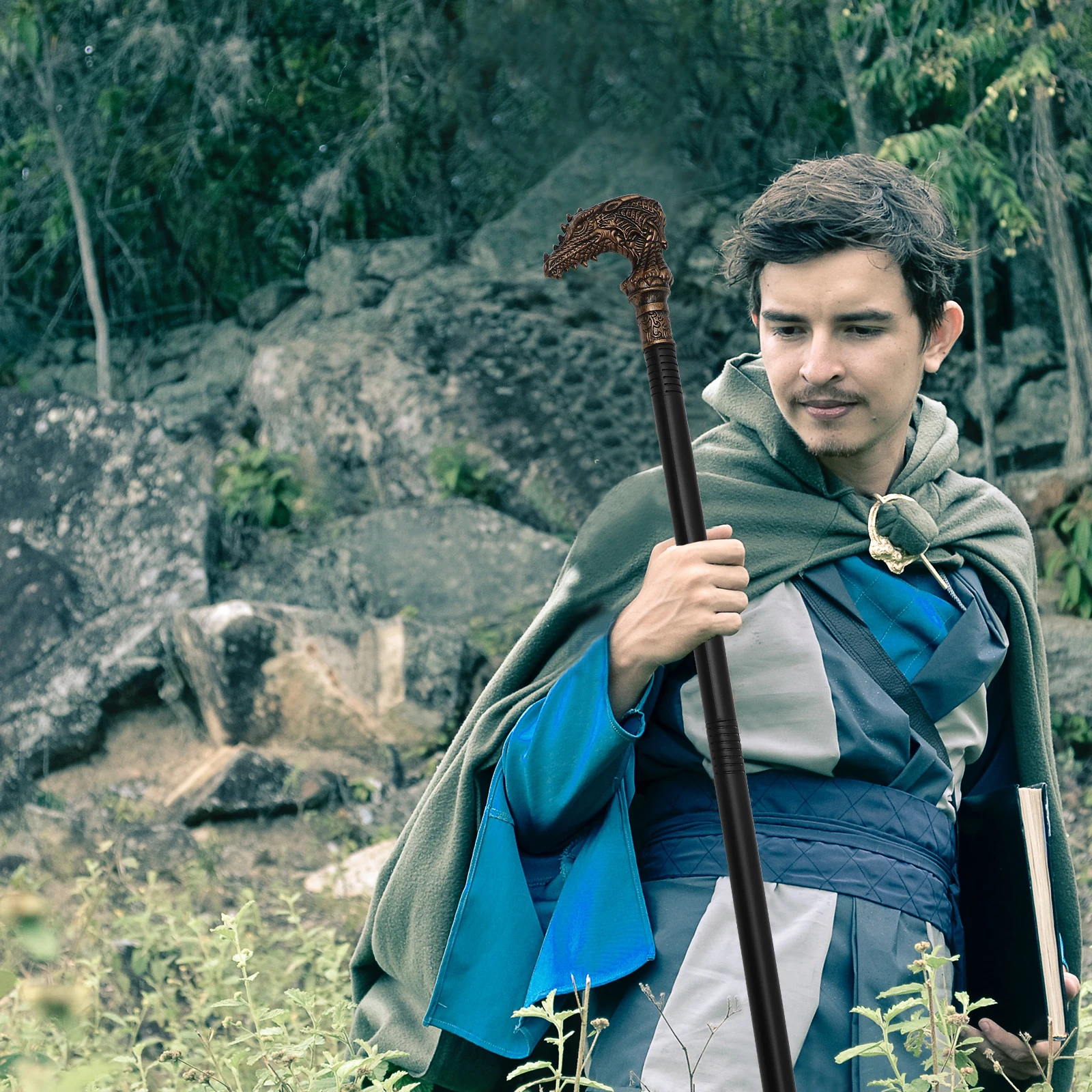 

Dragon Head Scepter Halloween Cane Punk Style Walking Stick Decorative Prop for Cosplay Party Costume Ornament Lightweight